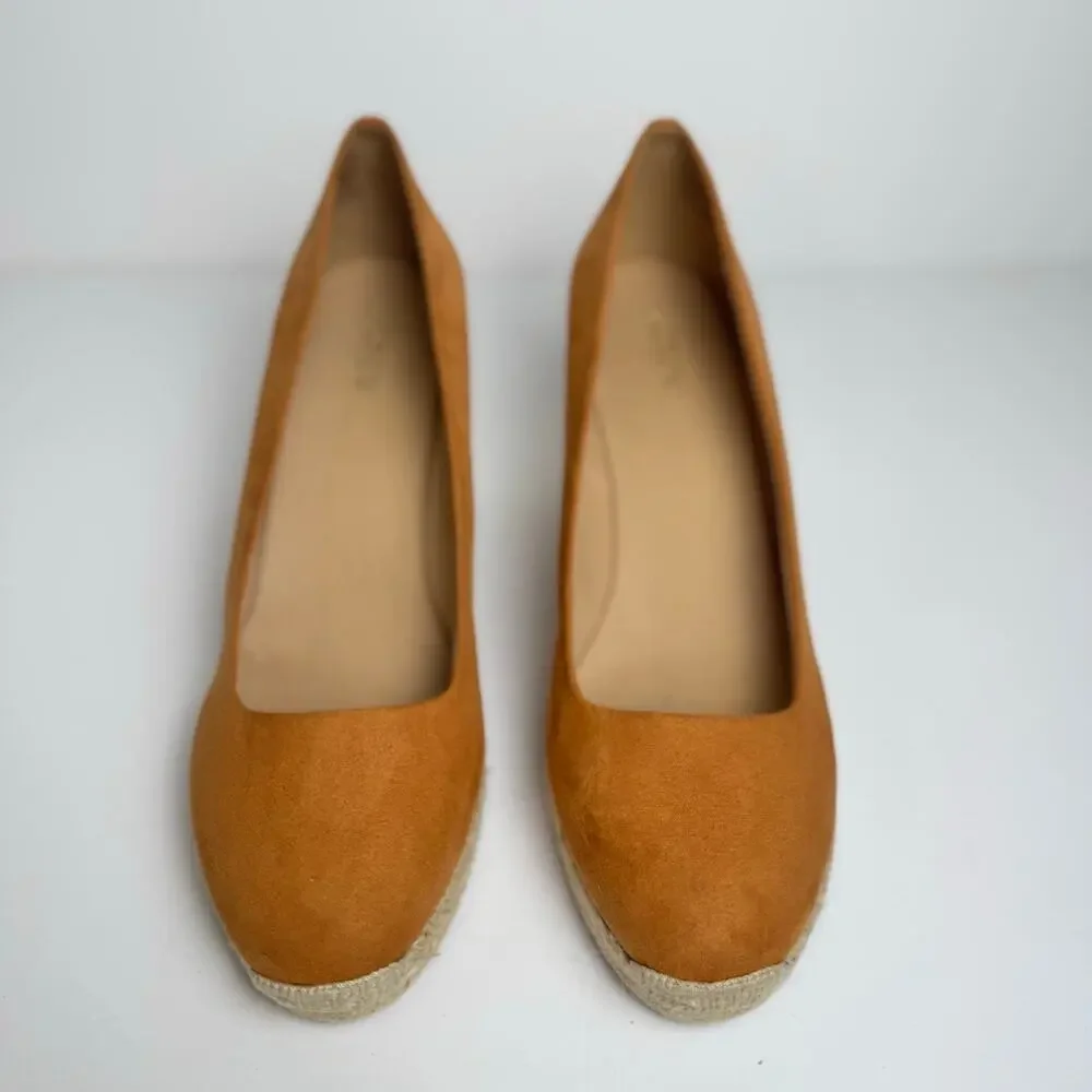 J.Crew Espadrille Wedge Heels Women’s 10.5 Camel Suede Comfort Shoes BY142